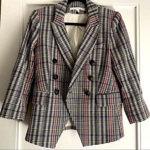 Veronica Beard EMPIRE Dickey Jacket in Multicolored Houndstooth Plaid